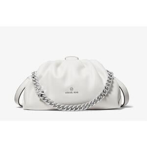 Michael Kors Nola Small Crossbody Bag white silver hardware clasp travel